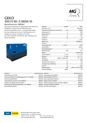 Naftové elektrocentrály Geko ® 40010 ED-S/DEDA