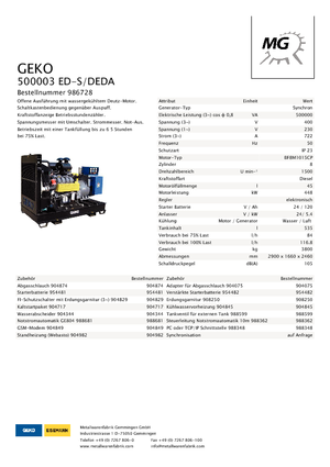 Naftové elektrocentrály Geko ® 500003 ED-S/DEDA