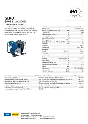 Naftové elektrocentrály Geko ® 5401 E-AA/ZHD