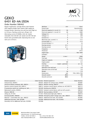 Naftové elektrocentrály Geko ® 6401 ED-AA/ZEDA