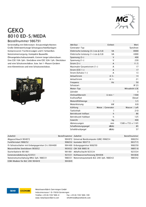 Naftové elektrocentrály Geko ® 8010 ED-S/MEDA