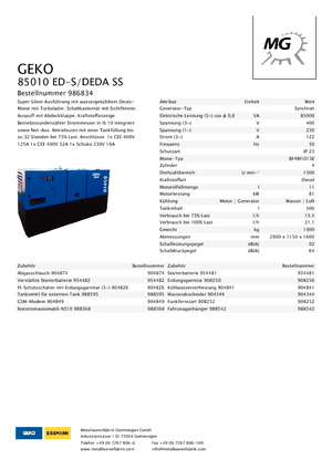 Naftové elektrocentrály Geko ® 85010 ED-S/DEDA