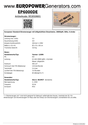 Naftové elektrocentrály Europower EP6000DE (S)
