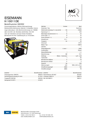 Naftové elektrocentrály Eisemann H 10011 DE