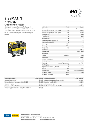 Naftové elektrocentrály Eisemann H 6400 D