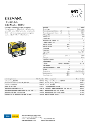 Naftové elektrocentrály Eisemann H 6400 DE