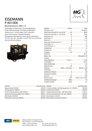 Naftové elektrocentrály Eisemann P 8010 DE