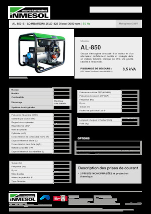 Naftové elektrocentrály INMESOL AL 850-E
