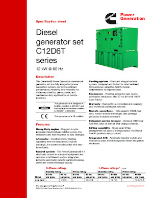 Naftové elektrocentrály Cummins C12 D6T