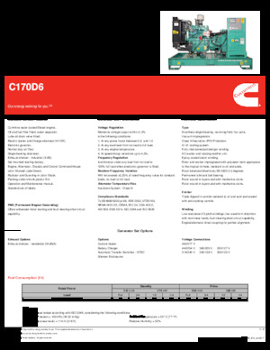 Naftové elektrocentrály Cummins C170D6