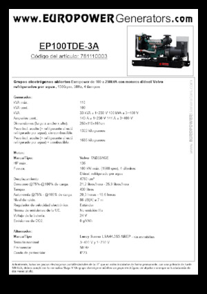 Naftové elektrocentrály Europower EP100TDE-3A (LS)