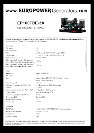 Naftové elektrocentrály Europower EP100TDE-3A (LS)