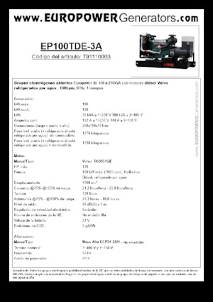 Naftové elektrocentrály Europower EP100TDE-3A (MA)