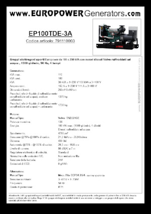 Naftové elektrocentrály Europower EP100TDE-3A (MA)