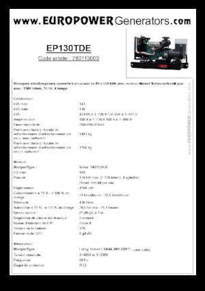 Naftové elektrocentrály Europower EP130TDE (LS)