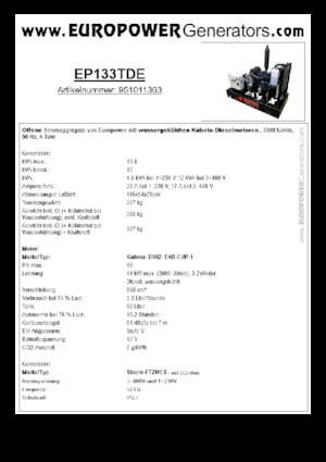 Naftové elektrocentrály Europower EP133TDE (S)