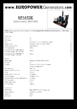 Naftové elektrocentrály Europower EP14TDE (MA)