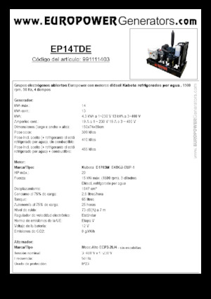 Naftové elektrocentrály Europower EP14TDE (MA)
