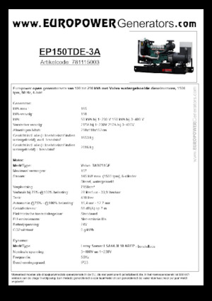 Naftové elektrocentrály Europower EP150TDE-3A (LS)