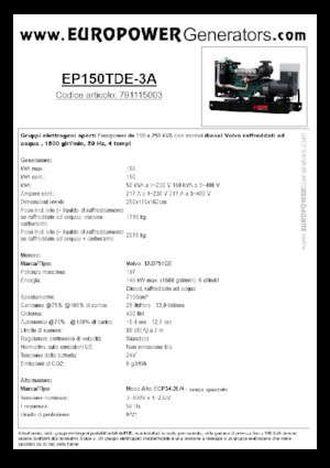 Naftové elektrocentrály Europower EP150TDE-3A (MA)