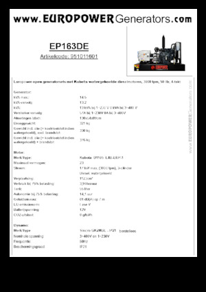 Naftové elektrocentrály Europower EP163DE (S)
