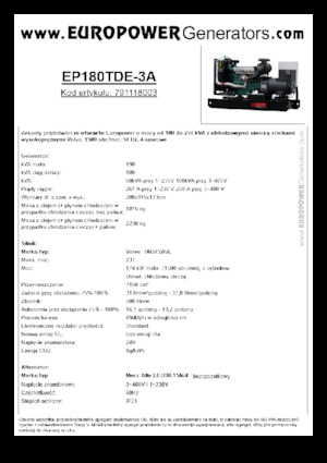 Naftové elektrocentrály Europower EP180TDE-3A (MA)