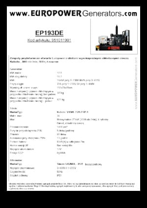 Naftové elektrocentrály Europower EP193DE (S)