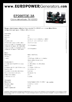 Naftové elektrocentrály Europower EP200TDE-3A (LS)