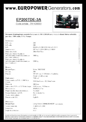 Naftové elektrocentrály Europower EP200TDE-3A (LS)