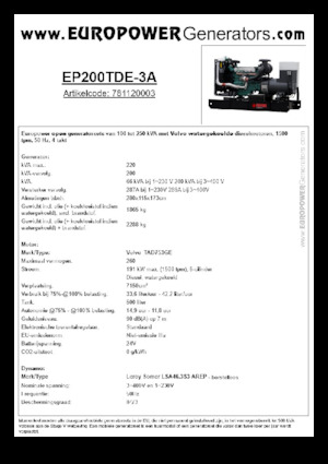 Naftové elektrocentrály Europower EP200TDE-3A (LS)