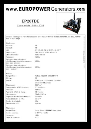 Naftové elektrocentrály Europower EP20TDE (LS)