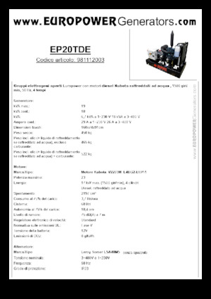 Naftové elektrocentrály Europower EP20TDE (LS)