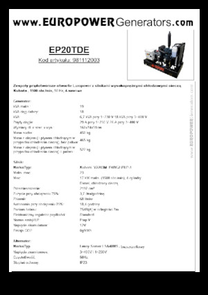 Naftové elektrocentrály Europower EP20TDE (LS)