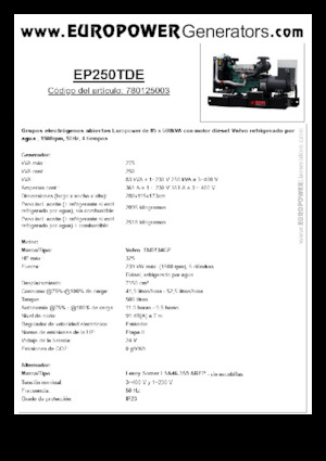 Naftové elektrocentrály Europower EP250TDE (LS)