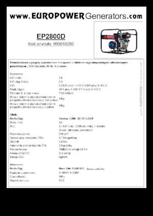 Naftové elektrocentrály Europower EP2800D (MA)