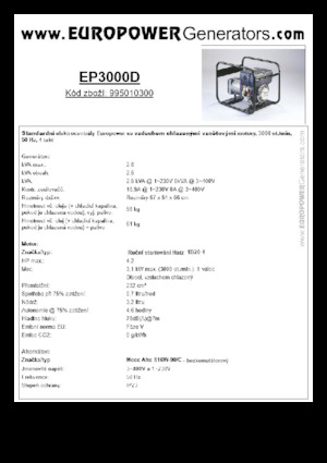 Naftové elektrocentrály Europower EP3000D (MA)