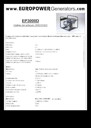 Naftové elektrocentrály Europower EP3000D (MA)