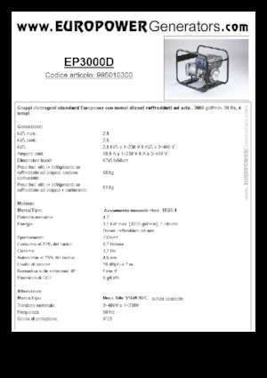 Naftové elektrocentrály Europower EP3000D (MA)