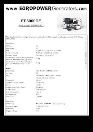 Naftové elektrocentrály Europower EP3000DE (MA)