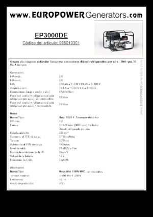 Naftové elektrocentrály Europower EP3000DE (MA)