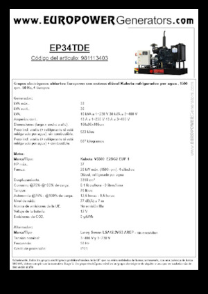 Naftové elektrocentrály Europower EP34TDE (LS)