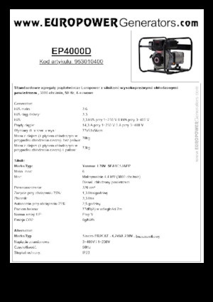 Naftové elektrocentrály Europower EP4000D (S)