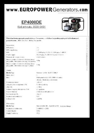 Naftové elektrocentrály Europower EP4000DE (S)