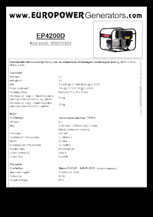 Naftové elektrocentrály Europower EP4200D (S)