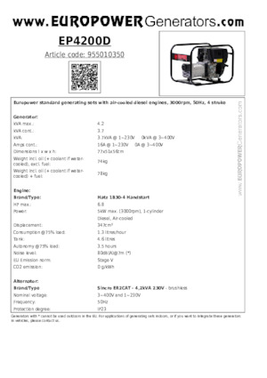 Naftové elektrocentrály Europower EP4200D (S)