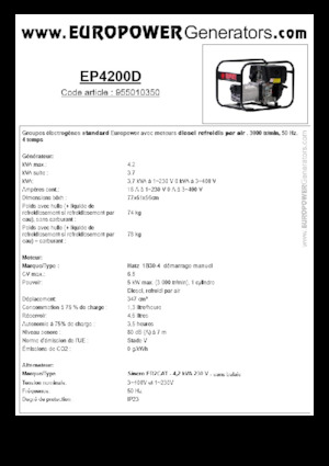 Naftové elektrocentrály Europower EP4200D (S)