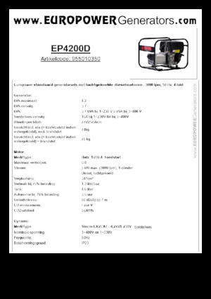 Naftové elektrocentrály Europower EP4200D (S)