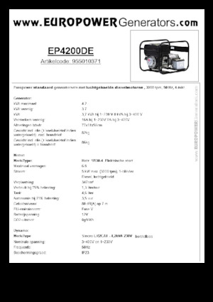 Naftové elektrocentrály Europower EP4200DE (S)