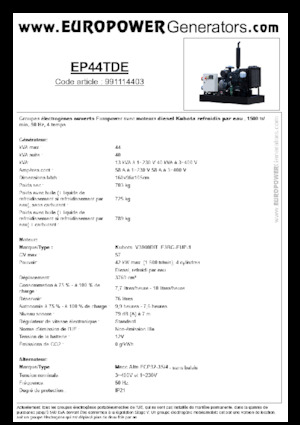 Naftové elektrocentrály Europower EP44TDE (MA)