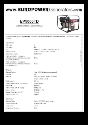 Naftové elektrocentrály Europower EP5000TD (S)